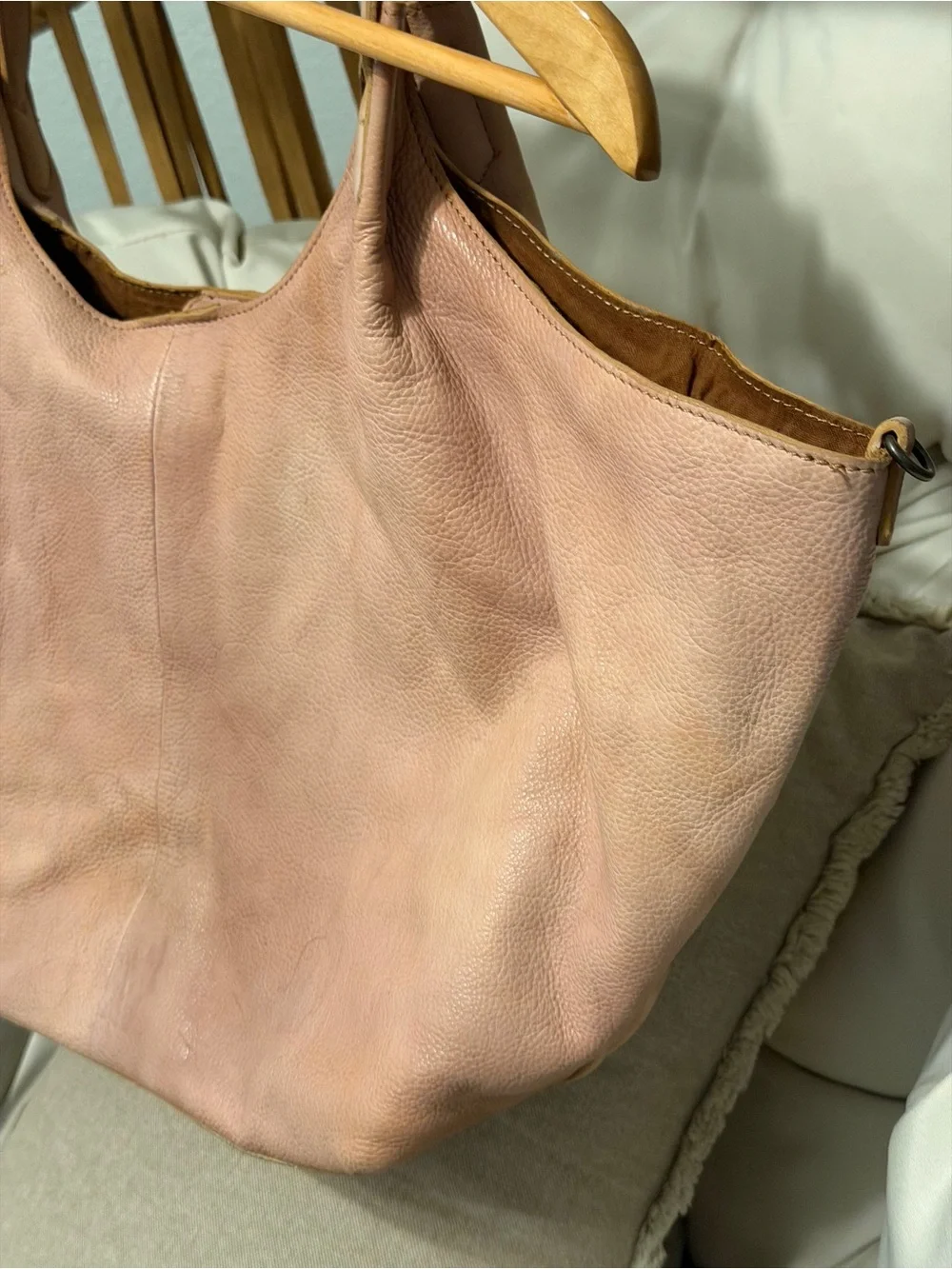 Free People Tivoli Leather Tote Bag Tan NWOT Pebbled Leather Slouchy Tote - Picture 4 of 16